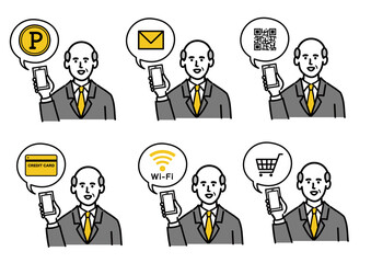 男性　シニア　スーツ　ベクター　ポップ　インターネット　セット

