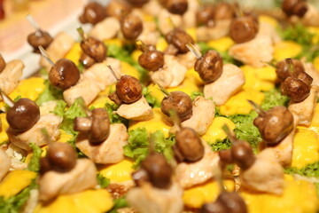 Assorted canapes on a festive table