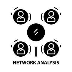 network analysis icon, black vector sign with editable strokes, concept illustration