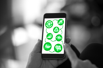 Fototapeta premium Ecology concept on a smartphone