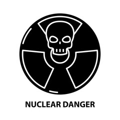 nuclear danger icon, black vector sign with editable strokes, concept illustration