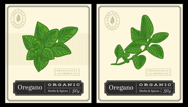 Oregano label packaging customizable template