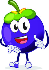 cheerful mango Steen character guiding with joy
