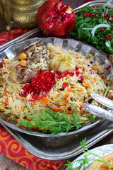 Uzbek lamb pilaf with pomegranate and tandyr flatbread