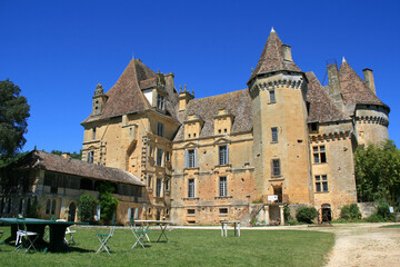 medieval and renaissance castle in lanquais (france)