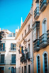 Street view of downtown in Seville city, Spain