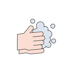 Thorough hand washing. Simple vector icon, filled outline.