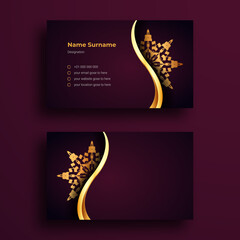 Luxury Business Card Design Template With Luxury Ornamental Mandala Arabesque Background