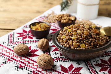 Traditional Christmas slavic dish kutia served on table