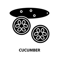 cucumber icon, black vector sign with editable strokes, concept illustration