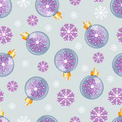Christmas ball seamless pattern. Bauble decorations. Good for wrapping paper, textil, cards.