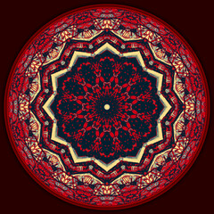 Decorative geometric mandala with 3d effect in a bright colors