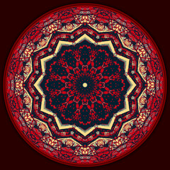 Decorative geometric mandala with 3d effect in a bright colors