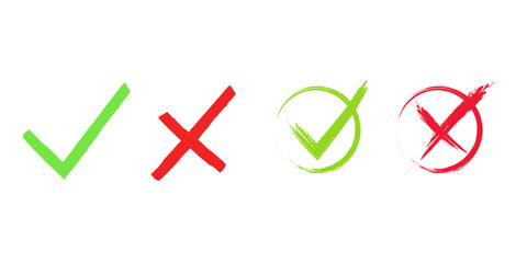 Check mark icons. Yes or no vector illustration