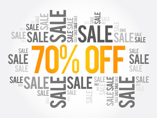 70% OFF Sale words cloud, business concept background