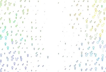 Light multicolor, rainbow vector pattern with gender elements.