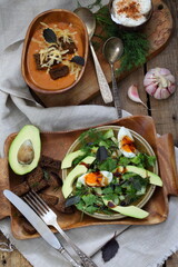 Vegetable soup with breadcrumbs and cheese