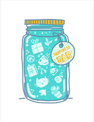Happiness concept. Jar of happiness.