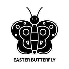 easter butterfly icon, black vector sign with editable strokes, concept illustration