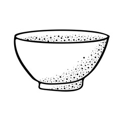 Hand drawn vector illustration of kitchen bowl. Doodle style sketch.