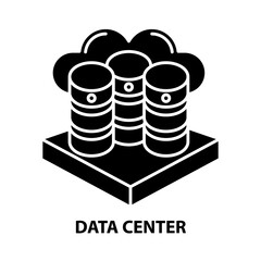 data center symbol icon, black vector sign with editable strokes, concept illustration