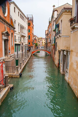 Ancient houses in the channels of Venice, Venetian, Italy