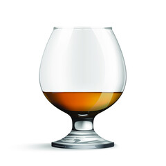 Whiskey glass isolated on white background. Holiday realistic concept. Realistic glasses with whiskey inside. Vector illustration.