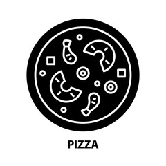 pizza icon, black vector sign with editable strokes, concept illustration