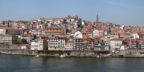 Fototapeta na wymiar Douro river and Ribeira historic center of Porto, Portugal, Unesco World Heritage Site