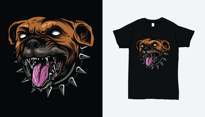 Angry Bulldog Vector, With T-Shirt Design