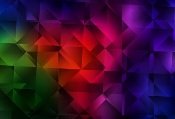 Dark Green, Red vector shining triangular background.