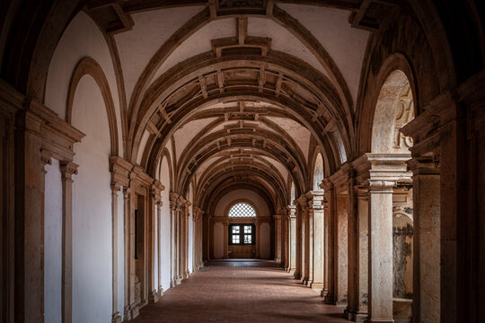 Cloisters and hallways of the Convent of Christ in Tomar, Portugal