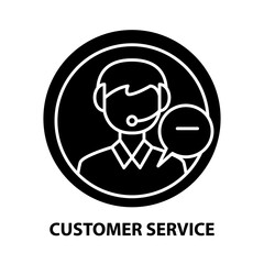customer service icon, black vector sign with editable strokes, concept illustration