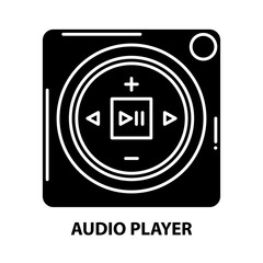 audio player icon, black vector sign with editable strokes, concept illustration