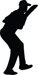 Silhouette of Man batting in cricket game vector illustration