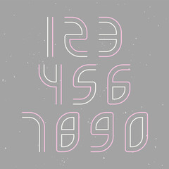 Set of numbers pink and white typography design elements