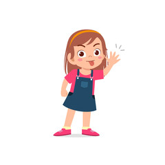 cute little kid girl showing grimace face expression gesture