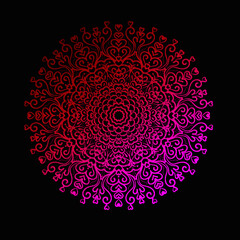 valentine day mandala design vector png red and black background with love
