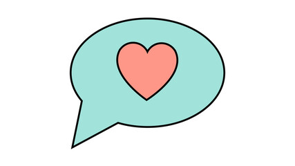 A simple flat-style icon of a beautiful heart in the dialog cloud of thoughts for the feast of love Valentine's Day or March 8. illustration