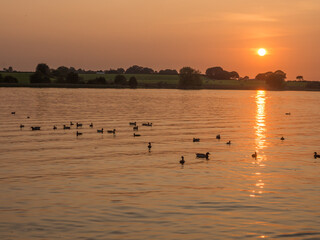 Beautiful Autumn Sunset at Pickmere Lake, Pickmere, Cheshire, UK