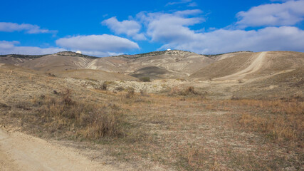 The Crimean Mountains near Feodosia and Ordzhonikidze, the Black Sea, Eastern Crimea.