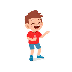 cute little kid boy laugh loud face expression gesture