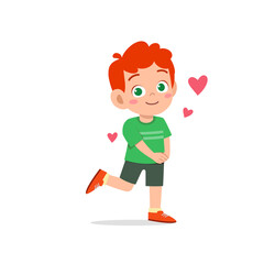 cute little kid boy feeling loved expression gesture