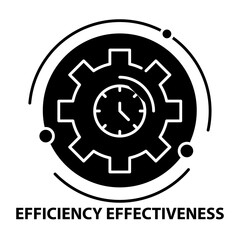 efficiency and effectiveness icon, black vector sign with editable strokes, concept illustration