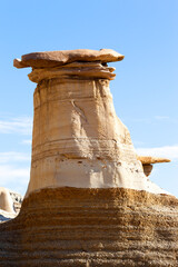 Drumheller badlands at the Dinosaur Provincial Park in Alberta, where rich deposits of fossils and...