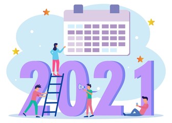 Illustration vector graphic cartoon character of happy new year