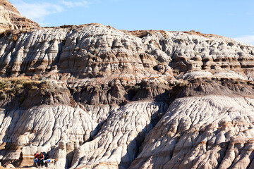 Drumheller badlands at the Dinosaur Provincial Park in Alberta, where rich deposits of fossils and...