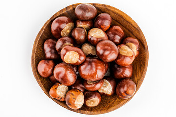 Chestnuts on a white isolated background