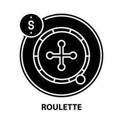 Fototapeta premium roulette icon, black vector sign with editable strokes, concept illustration