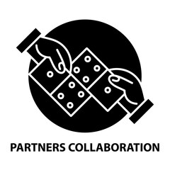 partners collaboration symbol icon, black vector sign with editable strokes, concept illustration